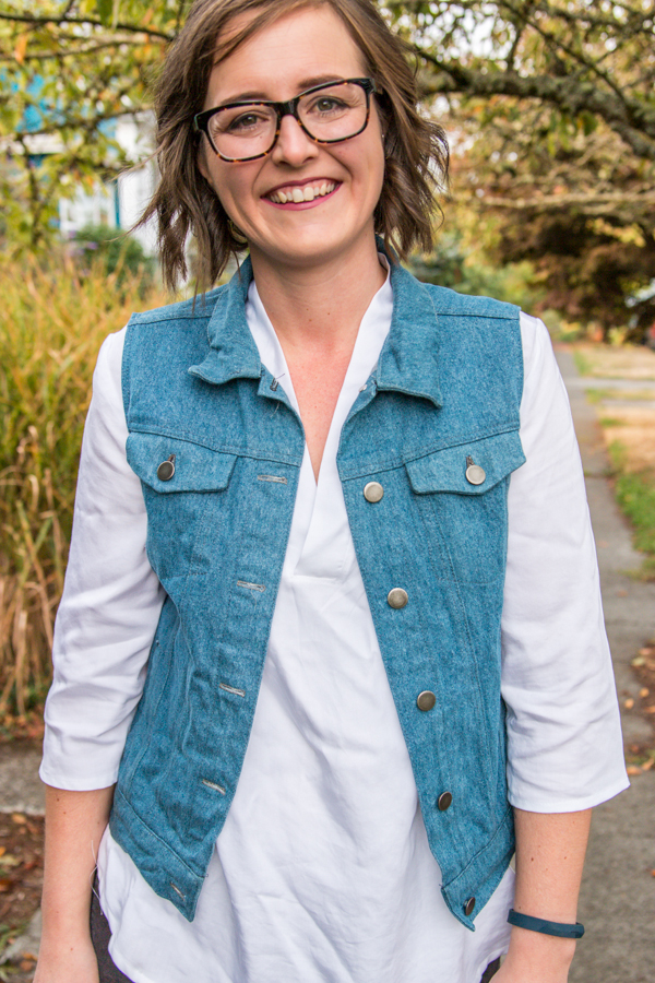 Denim vest with sleeves hotsell