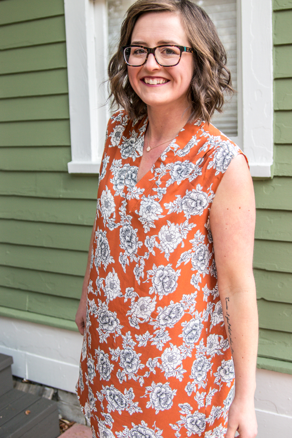 Every sewing pattern is just a starting place for all of the things you can do with it. The Leschi blouse pattern has the lines that are perfect for a sleeveless dress. Just a couple changes and you are left with a completely new look.