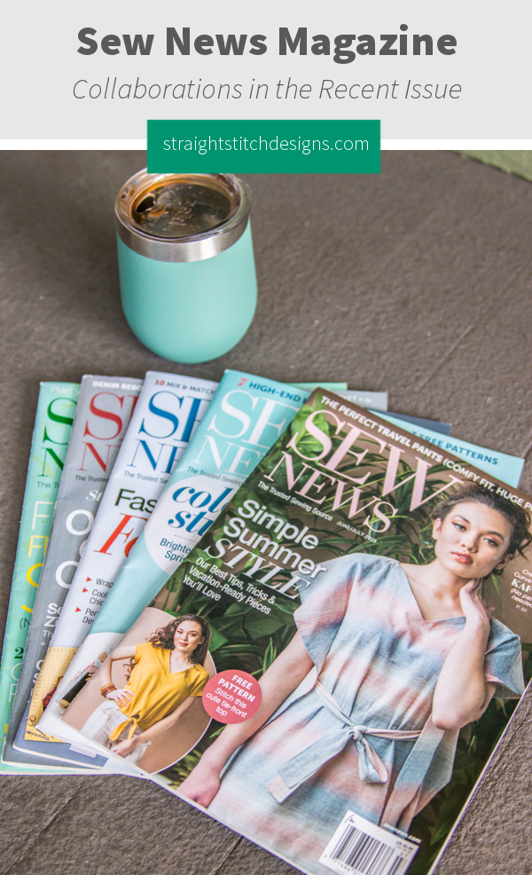 Stack of Sew News Magazines and a cup of coffee